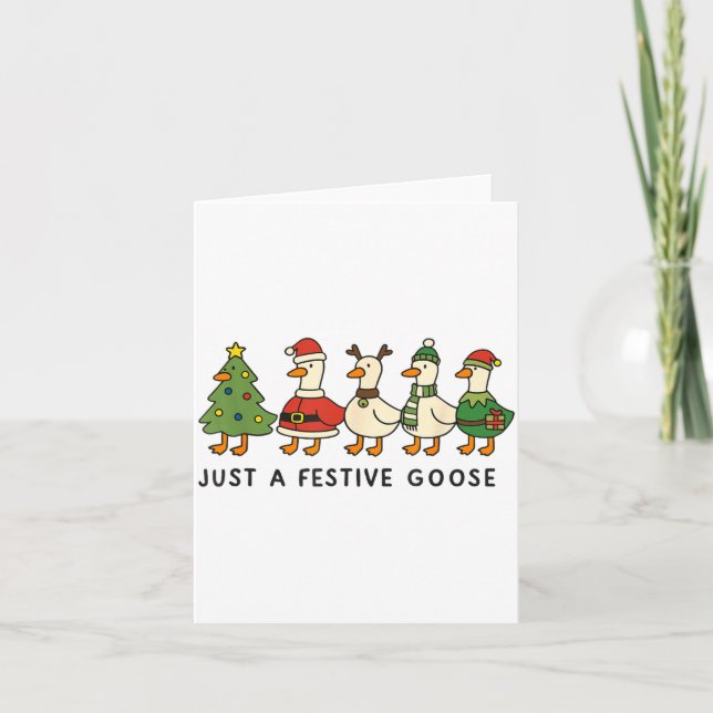 Xmas Funny Silly Goose Christmas Pjs Just A Festiv Kort (Framsida)