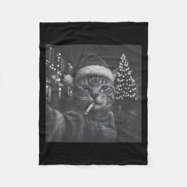 Xmas Funny Smoking Cat Cigarette Kitty Gen Z Meme  Fleecefilt (Framsidan)