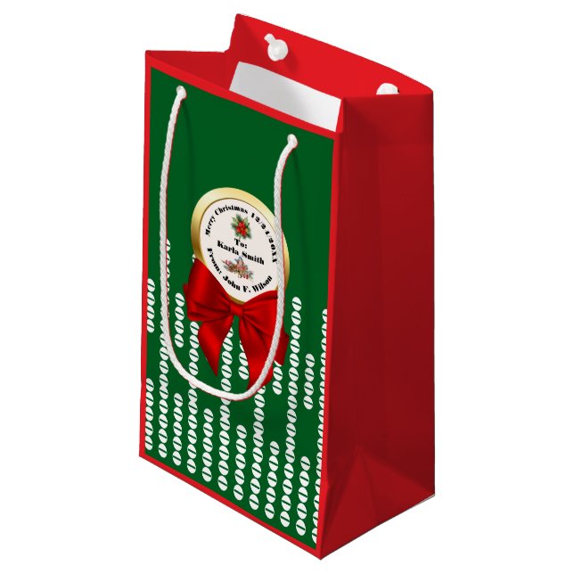 XMAS GIFT BAG green & red numbers editable (Framsidan Vinklad)