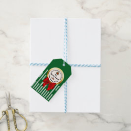 XMAS GIFT BAG green & red numbers editable Presentetikett