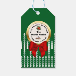 XMAS GIFT BAG green & red numbers editable Presentetikett