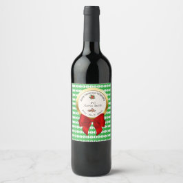 XMAS GIFT BAG green & red numbers editable Vinflaska Etikett