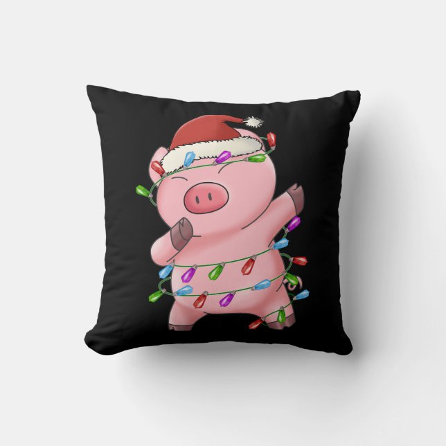 Xmas Gift Dabbing Pig Christmas Kudde (Framsida)