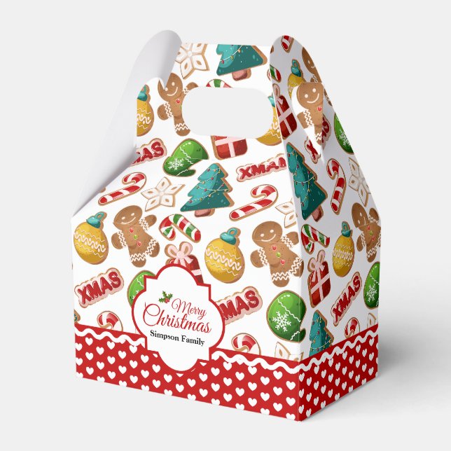 Xmas Gingerbread Cookies Cute Pattern Presentaskar (Framsidan Sidan)