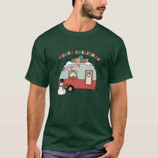 Xmas God Jul Snöman Camping Presenter fami T Shirt