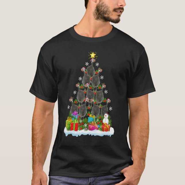 Xmas Holiday   Guinea Fowl Bird Christmas Tree T Shirt (Framsida)