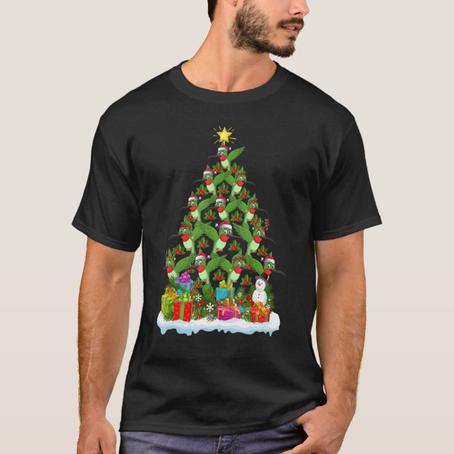 Xmas Holiday   Hummingbird Christmas Tree T Shirt (Framsida)