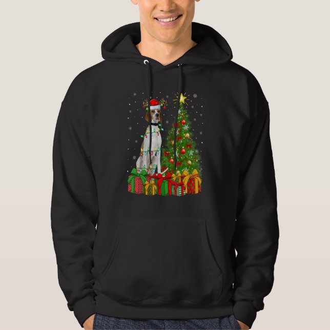 Xmas Holiday Lights Santa English Pointer Dog Chri Hoodie (Framsida)