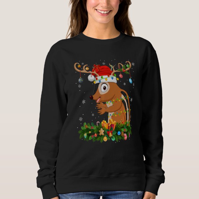 Xmas Holiday Reindeer Hat Santa Chipmunk Christmas T Shirt (Framsida)