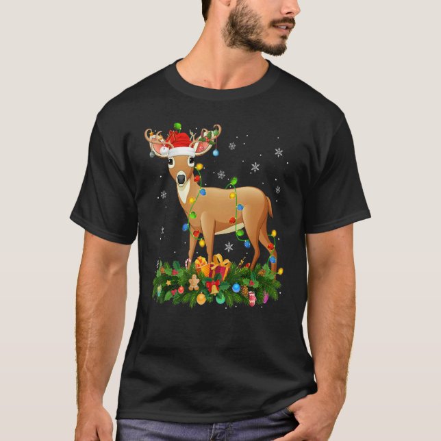 Xmas Holiday Reindeer Hat Santa Deer Christmas T Shirt (Framsida)