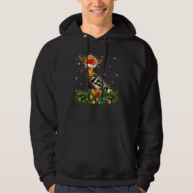 Xmas Holiday Reindeer Hat Santa Hoopoes Bird Chris Hoodie (Framsida)