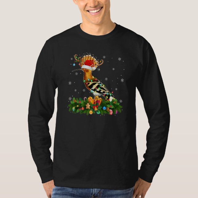 Xmas Holiday Reindeer Hat Santa Hoopoes Bird Chris T Shirt (Framsida)