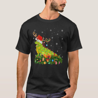 Xmas Holiday Reindeer Hat Santa Iguana Christmas T Shirt