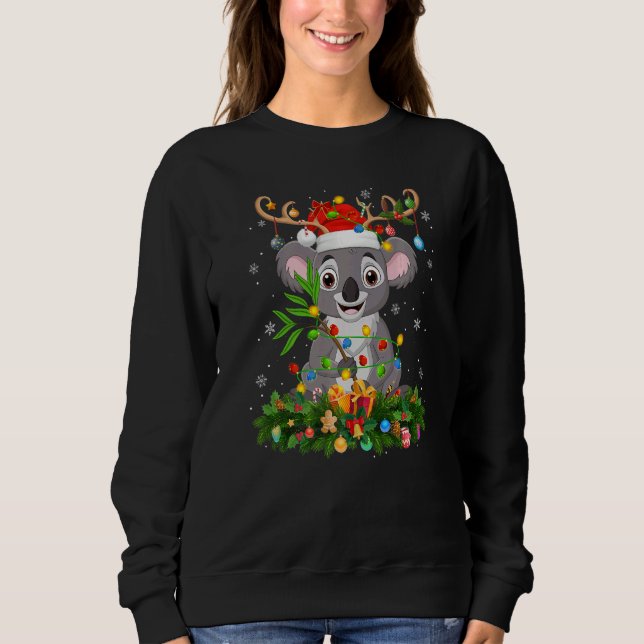 Xmas Holiday Reindeer Hat Santa Koala Christmas   T Shirt (Framsida)