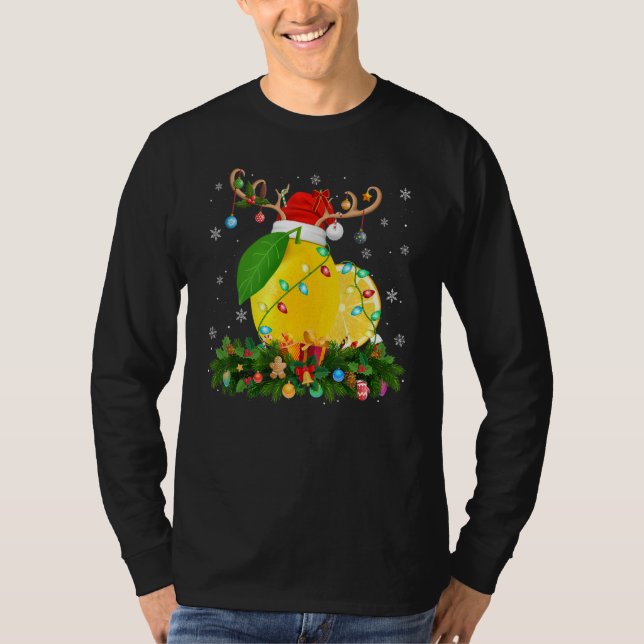 Xmas Holiday Reindeer Hat Santa Lemon Christmas T Shirt (Framsida)