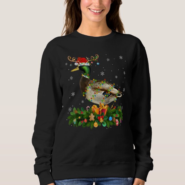 Xmas Holiday Reindeer Hat Santa Mallard Bird Chris T Shirt (Framsida)
