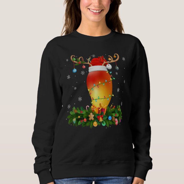 Xmas Holiday Reindeer Hat Santa Mango Christmas T Shirt (Framsida)