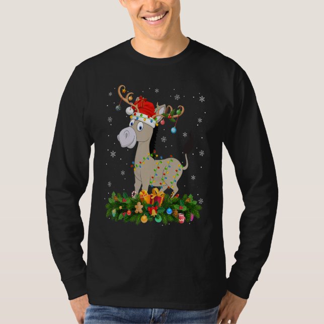 Xmas Holiday Reindeer Hat Santa Mule Christmas T Shirt (Framsida)