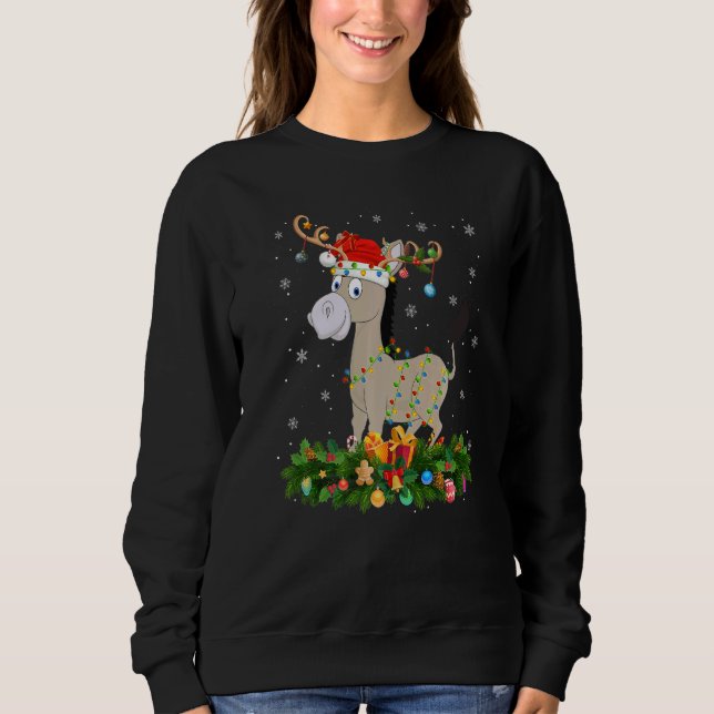 Xmas Holiday Reindeer Hat Santa Mule Christmas   T Shirt (Framsida)