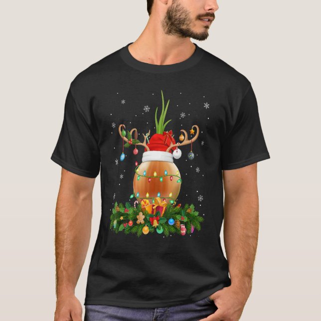 Xmas Holiday Reindeer Hat Santa Onion Christmas T Shirt (Framsida)