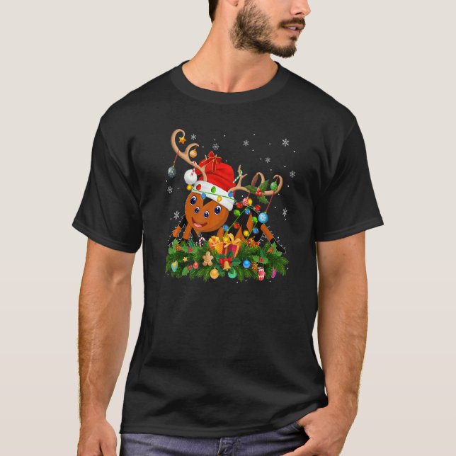 Xmas Holiday Reindeer Hat Santa Tarantula Christma T Shirt (Framsida)