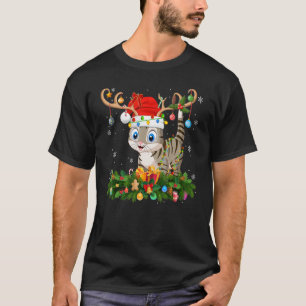 Xmas Holiday Renhjort Hatt Santa Bengal Katt Jul T Shirt