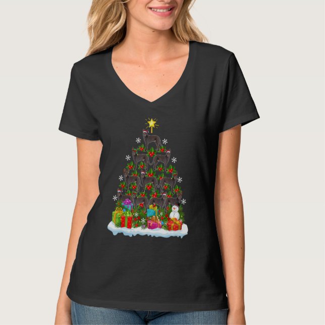 Xmas Holiday Santa Australian Kelpie Dog Christmas T Shirt (Framsida)