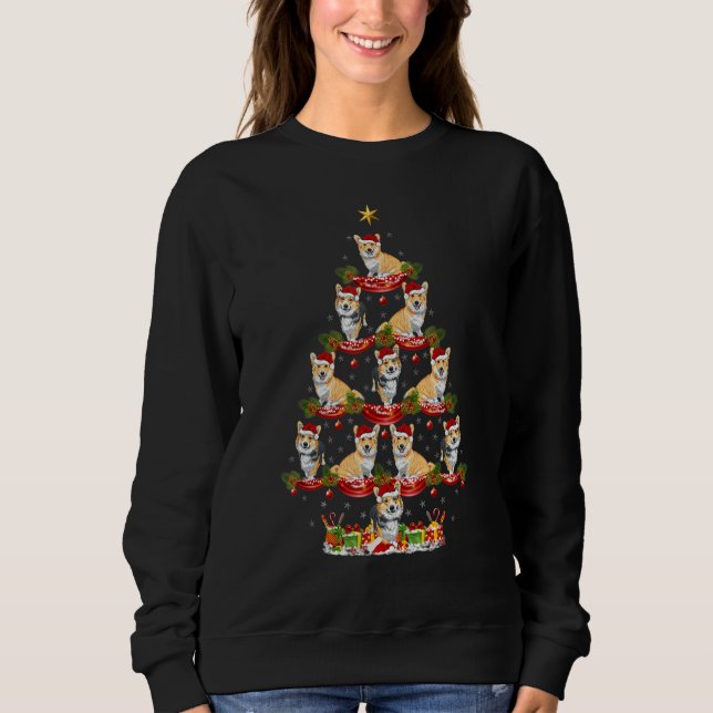 Xmas Holiday Santa Cardigan Welsh Corgi Dog Christ T Shirt (Framsida)