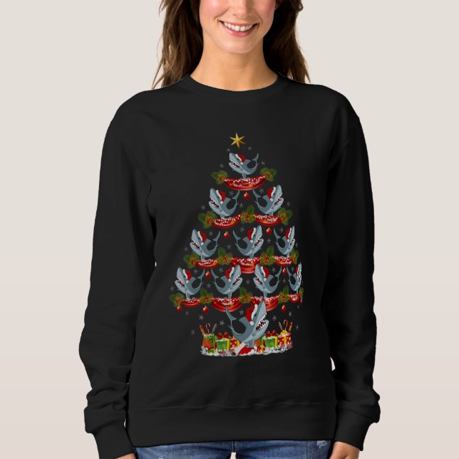 Xmas Holiday Santa Great White Shark Christmas Tre T Shirt (Framsida)