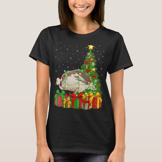 Xmas Holiday Santa Guinea Fowl Bird Christmas Tree T Shirt (Framsida)