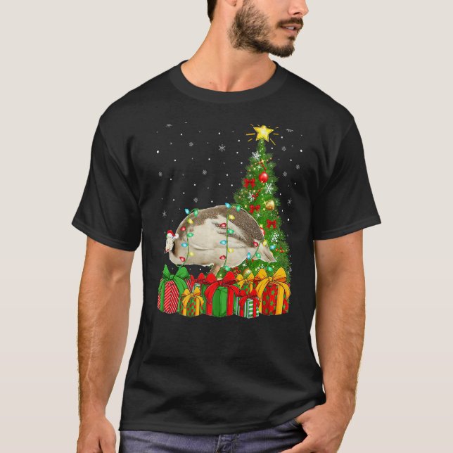 Xmas Holiday Santa Guinea Fowl Bird Christmas Tree T Shirt (Framsida)