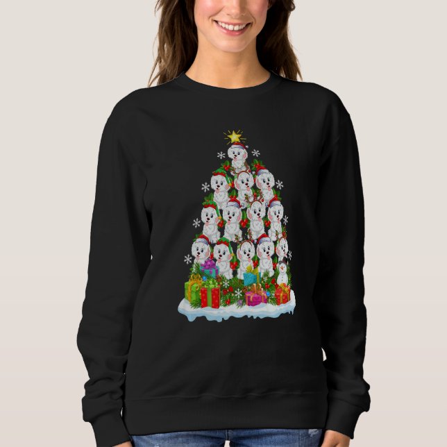 Xmas Holiday  Santa Havanese Dog Christmas Tree T Shirt (Framsida)