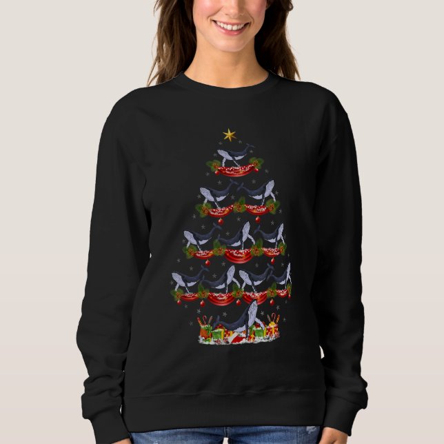 Xmas Holiday Santa Humpback Whale Christmas Tree T Shirt (Framsida)