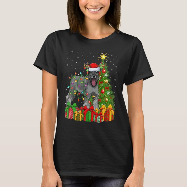 Xmas Holiday Santa Miniature Schnauzer Dog Christm T Shirt (Framsida)