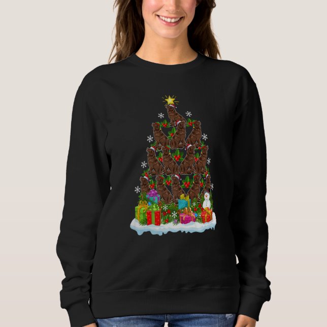 Xmas Holiday  Santa Newfoundland Dog Christmas Tre T Shirt (Framsida)