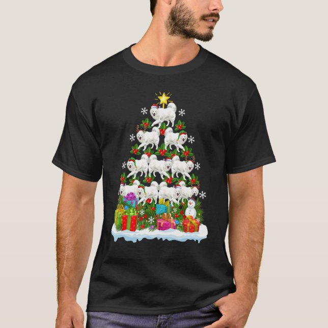 Xmas Holiday   Santa Samoyed Dog Christmas Tree T Shirt (Framsida)