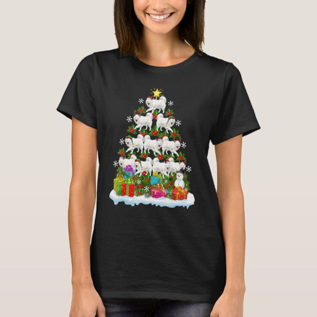 Xmas Holiday   Santa Samoyed Dog Christmas Tree T Shirt (Framsida)