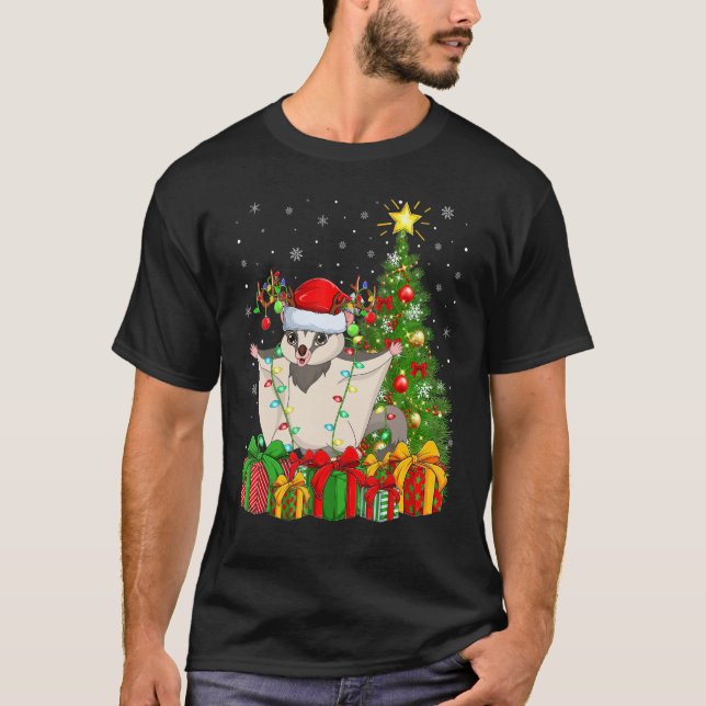 Xmas Holiday Santa Sugar Glider Christmas Tree T Shirt (Framsida)