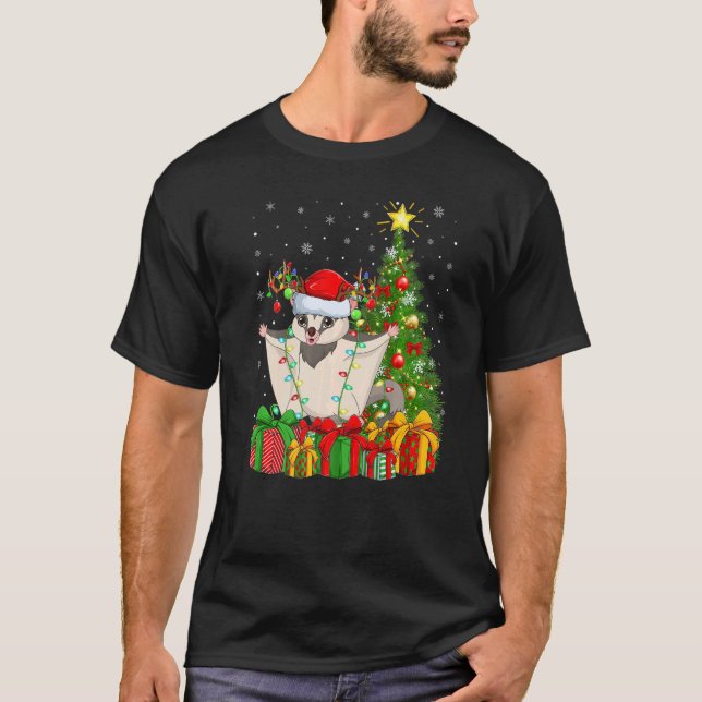 Xmas Holiday Santa Sugar Glider Christmas Tree   T Shirt (Framsida)