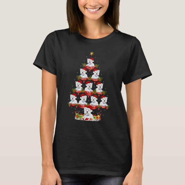 Xmas Holiday   Santa Westie Dog Christmas Tree T Shirt (Framsida)