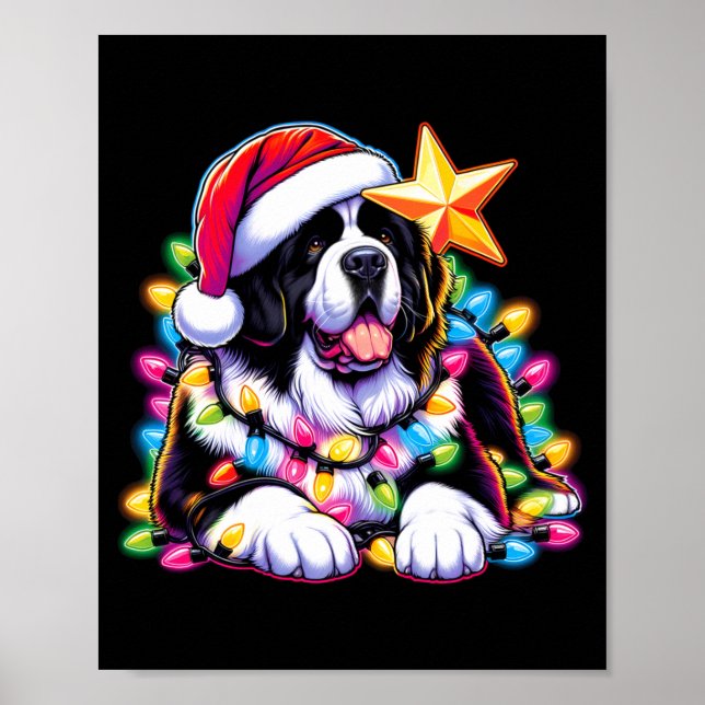 Xmas Landseer Newfoundland Dog Tangled Christmas L Poster (Framsidan)