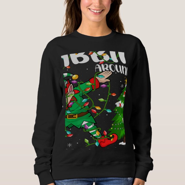 Xmas Lighting Elf Dabbing Around The Christmas Tre T Shirt (Framsida)