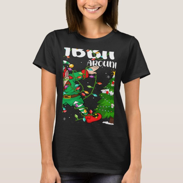 Xmas Lighting Elf Dabbing Around The Christmas Tre T Shirt (Framsida)
