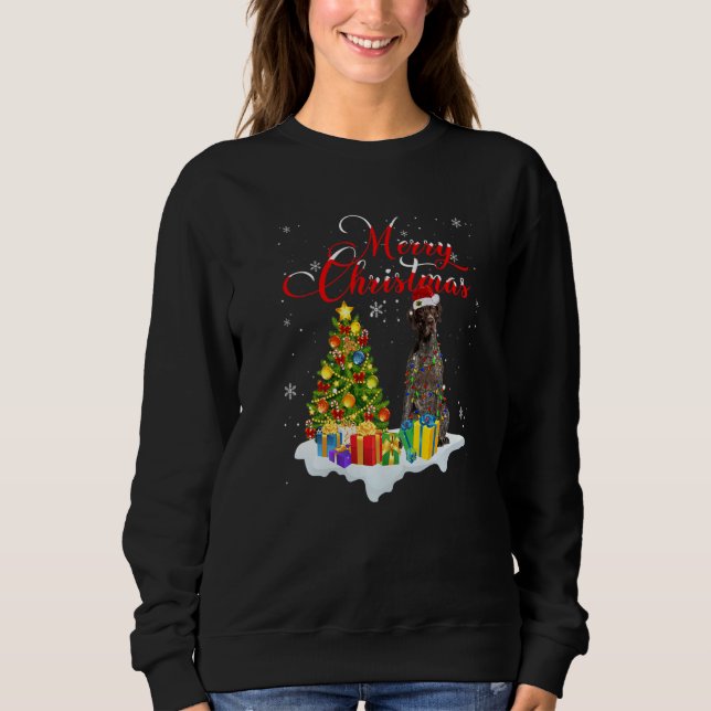 Xmas Lighting Santa German Shorthaired Pointer Dog T Shirt (Framsida)
