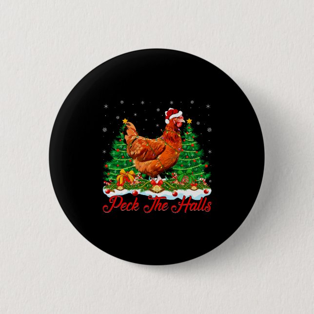 Xmas Lighting Santa Hat Chicken Christmas Tree  Knapp (Framsida)