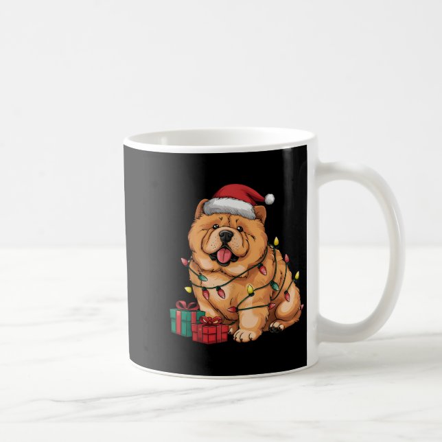 Xmas Lighting Santa Hat Chow Chow Dog Christmas Fo Kaffemugg (Höger)