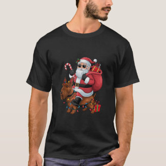 Xmas Lighting Santa Riding Scottish Terrier Dog Ch T Shirt