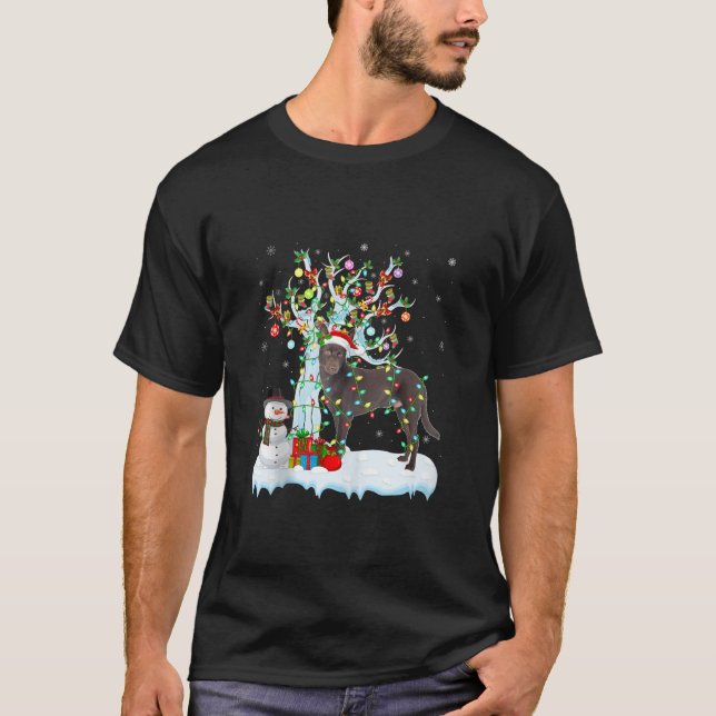 Xmas Lighting Tree Santa Hat Australian Kelpie Dog T Shirt (Framsida)