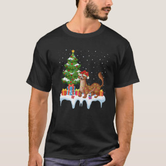 Xmas Lighting Tree Santa Hat Mongoose Christmas T Shirt
