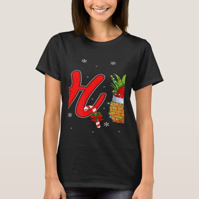 Xmas Lights Pineapple Ho3 Ho Ho Ho Pineapple Chris T Shirt (Framsida)